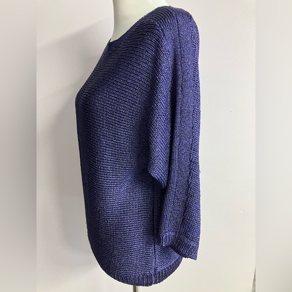 Chico’s Women’s Pullover Sweater/Top, Size 1, Purple/Metallic Gold, 3/4 Sleeves - Picture 4 of 5